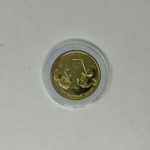 DISNEY 50th Anniversary Gold Medallion Coin Mickey & Minnie Mouse Contemporary